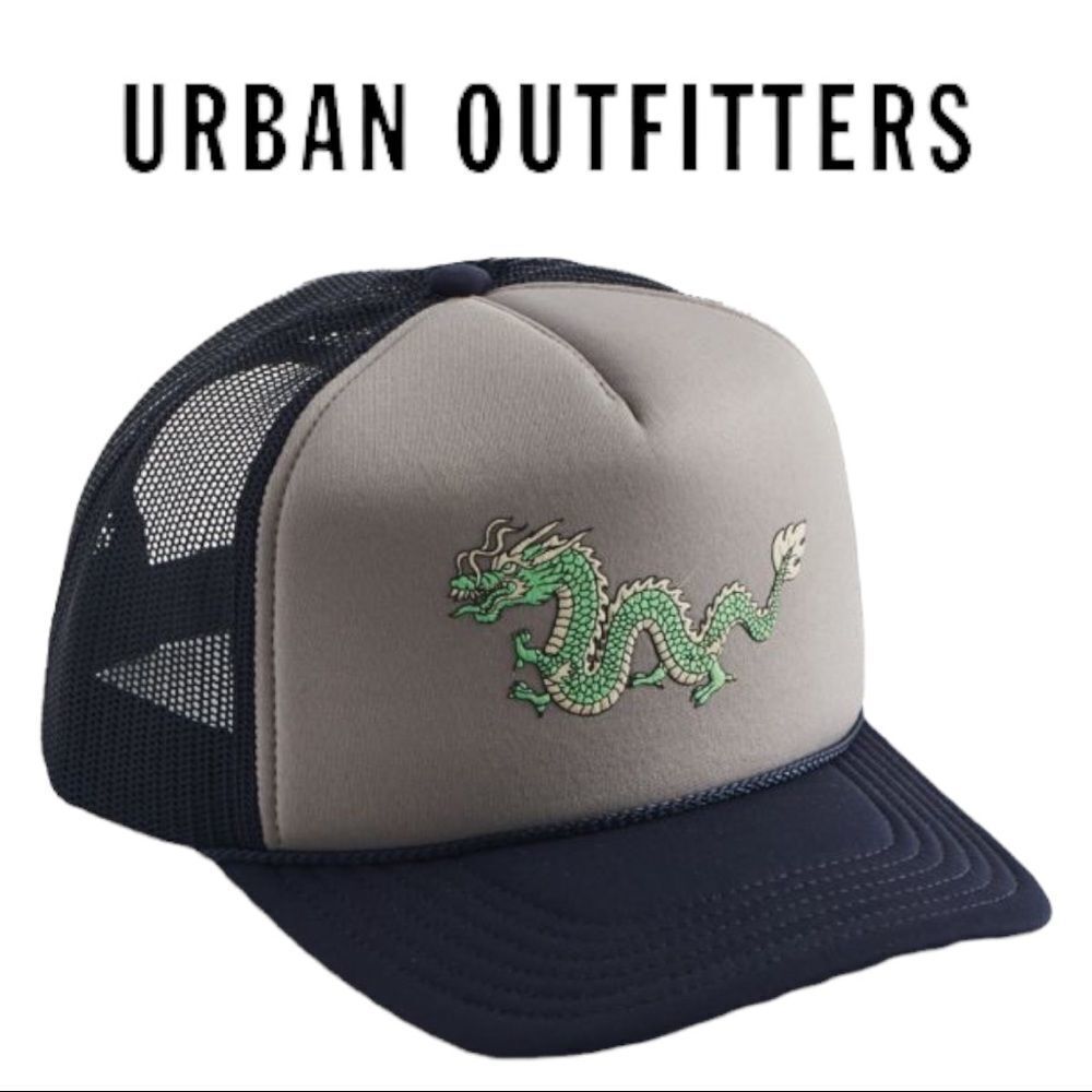 NEW Urban Outfitters UO Dragon Puff Print Trucker Cap Hat